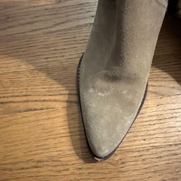 COPY - Zara Tan Boots Wedge Heel Size 37 Western Style Pointed Toe - Picture 2 of 11